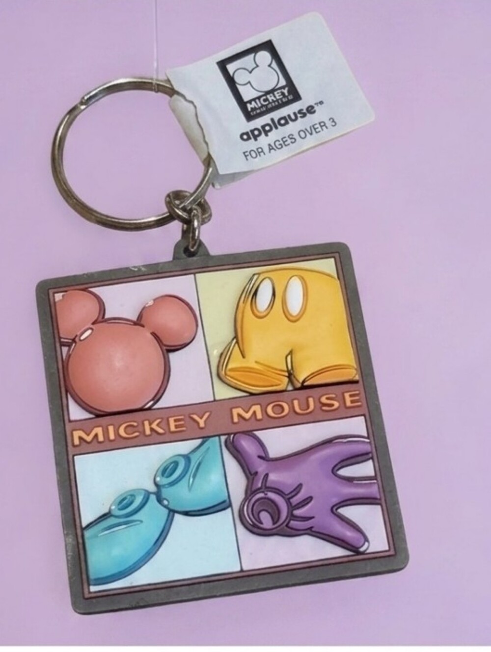 Disney Mickey Mouse Applause Keychain Retro Pop Art Rubber Bag Charm - Picture 8 of 8
